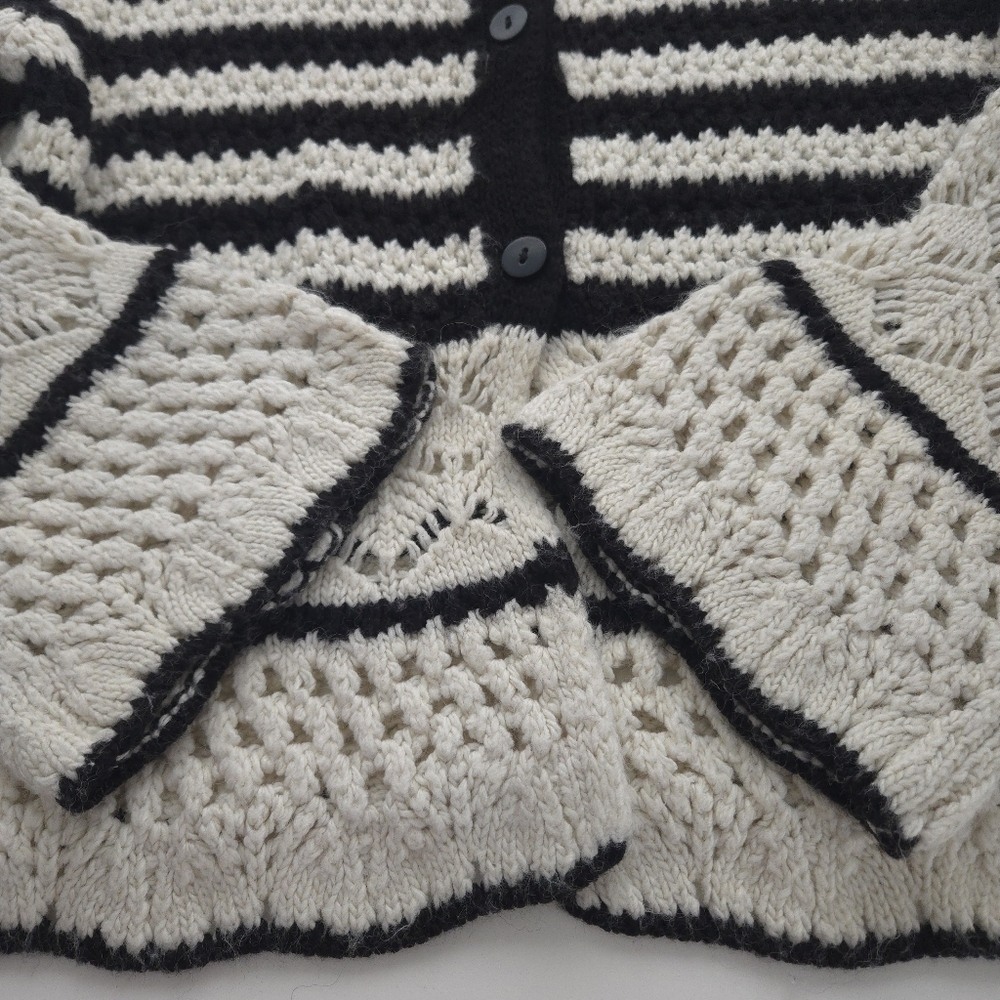 Zara Girls Knitwear Striped Crochet Sweater size 11-12 - Picture 5 of 15